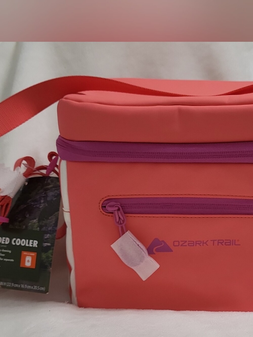 Ozark Trail Coral Cooler Crossbody Bag with Purple Accents